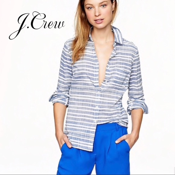 J. Crew Tops - J. Crew Striped Gauze Boy Perfect Shirt - XXS